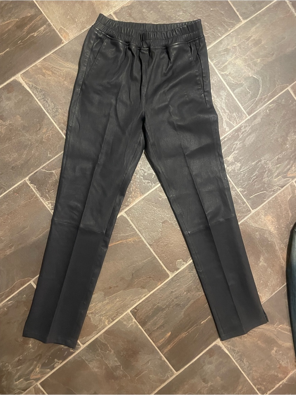 Black Faux Leather Jogger Pants